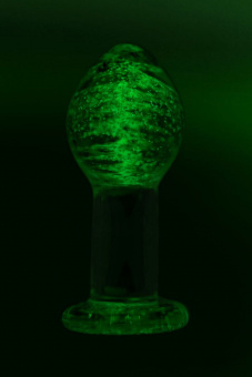 Анальная втулка Sexus Glass светящаяся в темноте, стекло, прозрачная, 6,5 см, Ø 3,2 см