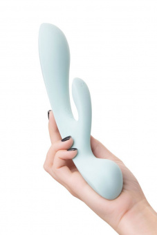 Нереалистичный вибратор Satisfyer Triple Oh, силикон, голубой, 24 см (без розничной коробки)