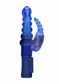 Вибратор High-Tech, кролик Rotating Bubbles, синий