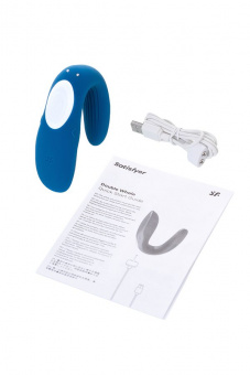 Многофункциональный стимулятор для пар Satisfyer Partner Whale, силикон, голубой, 17 см