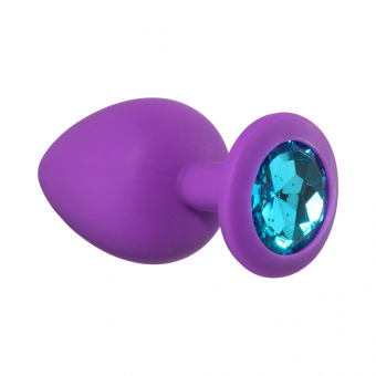 Анальная пробка Lola Games Emotions Cutie Large Purple Light Blue Crystal, 9,5 см, Ø4,2 см