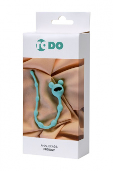 Анальная цепочка Todo By Toyfa Froggy, силикон, мятная, 27,4 см. Ø 1,4 см.