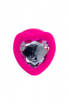 Анальная втулка Todo By Toyfa Diamond Heart, силикон, розовая, 9,5 см, Ø 4 см