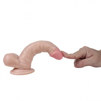 Реалистичный фаллоимитатор Real с мошонкой на присоске, pvc, 17x3,5 см