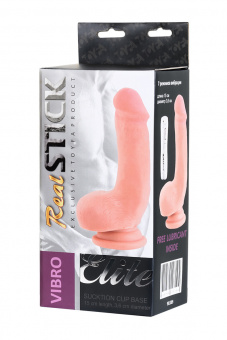 Реалистичный вибратор Toyfa Realstick Elite Vibro, Tpr, телесный, 7 режимов вибрации, 18,5 см.